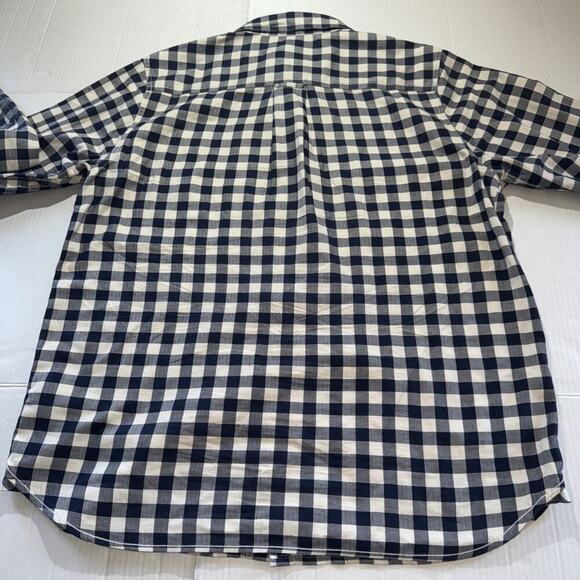 North Face Men Large 100% Cotton Flannel Button Shirt Thick Cotton Plaid Blue - Picture 11 of 11